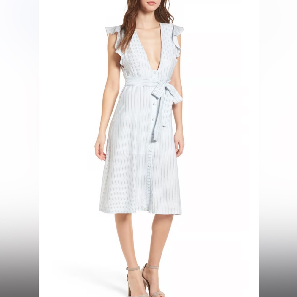 Storee Plunge Buttonfront Dress, Size M